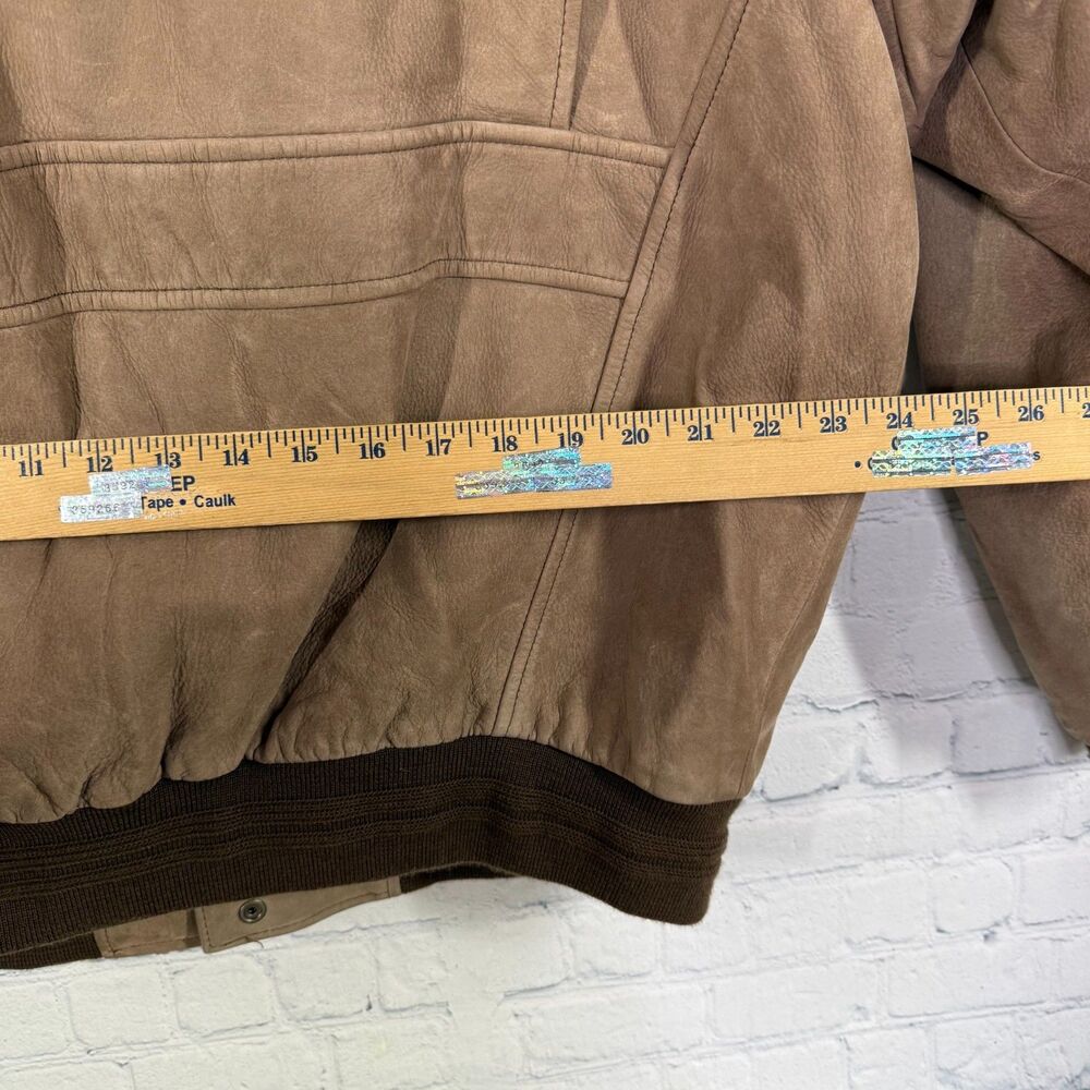 Vintage Roundtree & Yorke Leather Bomber Jacket Mens XL Brown Ranch Western Coat - Picture 8 of 16